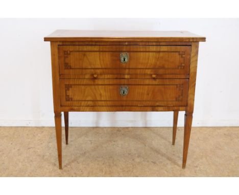 Commode in cherry wood, with 2 drawers, end of 19th century, H.  81 cm, L. 87 cm, D. 43 cm.Kersenhouten commode met 2 laden m