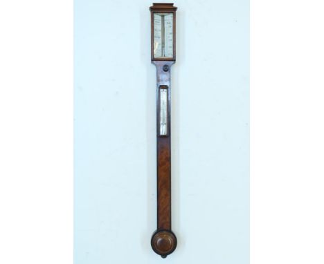Balance due on stick barometer, adres: Thomas Rubergall London,  19th century, h. 93 cm.Stickbarometer in mahonie George III 