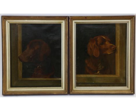 Hamburger, Julius, signed, portrait of 2 dogs, pendant, canvas 52 x 41 cm. (small damages)HAMBURGER, JULIUS (1830-1909), ges.