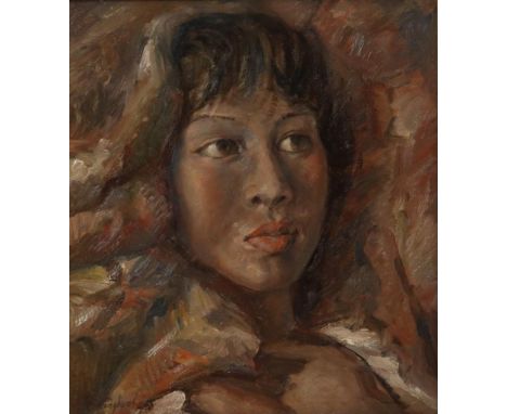Unknown,  portrait of a girl, board 26 x 25 cm.ONBEKEND, onduid. ges., portret van meisje, board 26 x 25 cm.