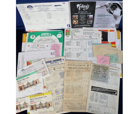 Cricket, a selection of scorecards (60+), 1940's onwards inc. several Test matches, noted England v India 1946, England v Aus