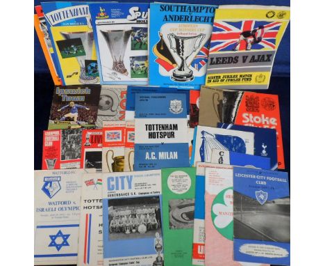 Football Programmes, collection of British v Foreign home and away games, noted Leicester City v Dortmund Borussia 57, Shamro