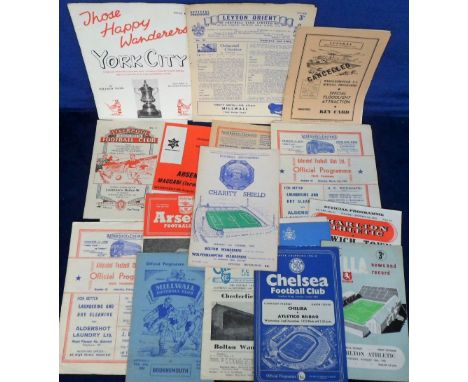 Football programmes (26), selection, mostly 1950's inc. Bolton v Wolves Charity Shield 1958, Chesterfield Res v Bolton Res 48