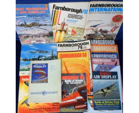 Aviation, air show programmes, selection of programmes mainly covering the 1960s - 1990s, inc. Farnborough (10), Jersey (5), 