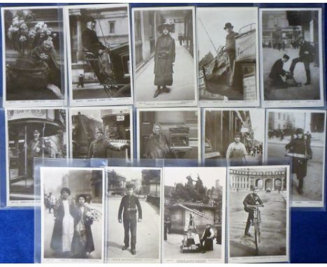 Postcards, London Life, a selection of 14 cards from the Rotary Series 10513 nos 12-25 inclusive inc. no 12 Flower Seller, no
