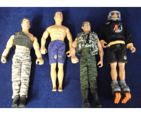 Toys,  Action Man, 4 figures (all played worn) 2 with flock hair, some clothes (DPM combats in olive and grey, swimming short