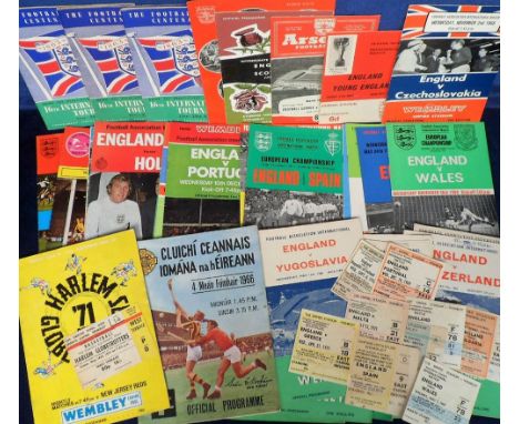 Football programmes &amp; tickets, a collection of 35 England Internationals 1956-1973 together with 9 match tickets sold wit