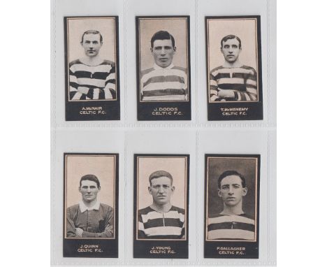 Cigarette cards, Smith's, Footballers (Titled, light blue backs) 6 type cards, all Celtic FC, McNair (no 7), Dodds (no 25), M