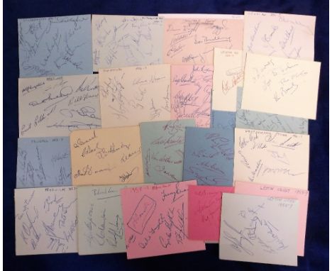 Football Autographs, collection of 22 autograph album pages, mid to late 1950's, each with a varying number of signatures inc