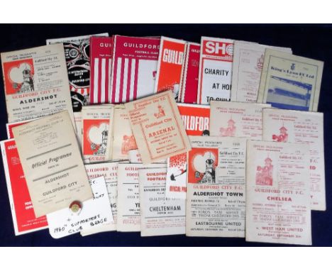 Football programmes etc, a collection of 50+ Guildford City home programmes 1960/70's inc. v Arsenal (Met League) 61/62, Chel