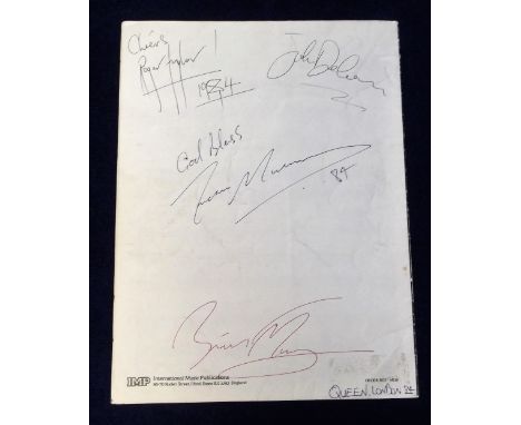 Music memorabilia / Autographs, Queen, music sheet 'It's a Hard Life' signed to back page by 4 band members, Freddie Mercury,