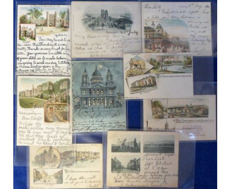 Postcards, Early period, a collection of approx 40 mostly court size cards of the UK by various publishers, with 16 postally 
