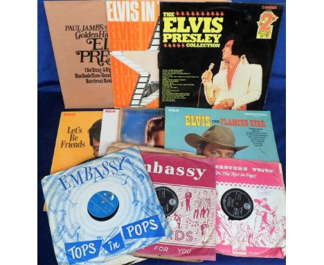 Vinyl Records, Elvis Presley selection, ten 78's, inc. Heartbreak Hotel, Don't Me Cruel, All Shook Up, also 7 LP's inc. Elvis