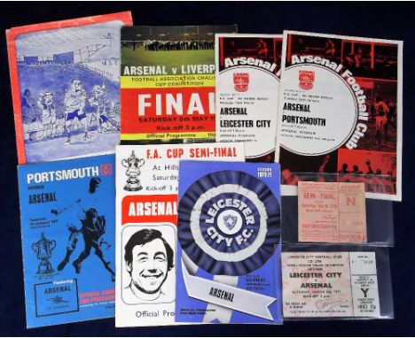 Football programmes &amp; tickets, Arsenal FC, a selection of items from the successful FAC campaign 1970/71 inc. match ticke