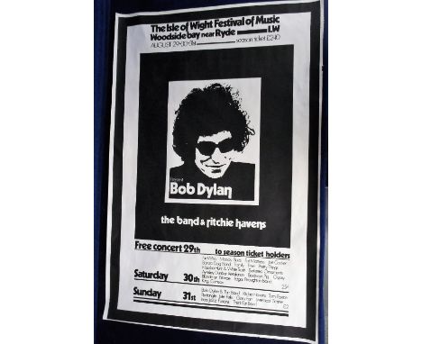 Music memorabilia, Isle of Wight Festival Poster, 29-31st August (1970's) 'Presenting Bob Dylan', b/w 50cm x 75cm (some minor