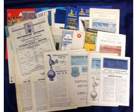 Football programmes, Tottenham selection, mid 1950's onwards inc. FAC semi final v Man City 55/56, (small nof), homes v Brent