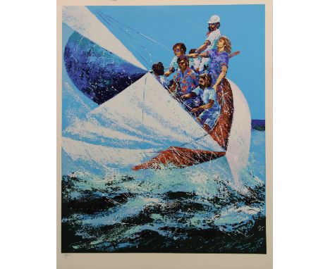 Mark King (New York, California,1931 - 2014) "Sailing" Lithograph. Numbered in pencil (46/300) lower left. Unsigned. Image Si