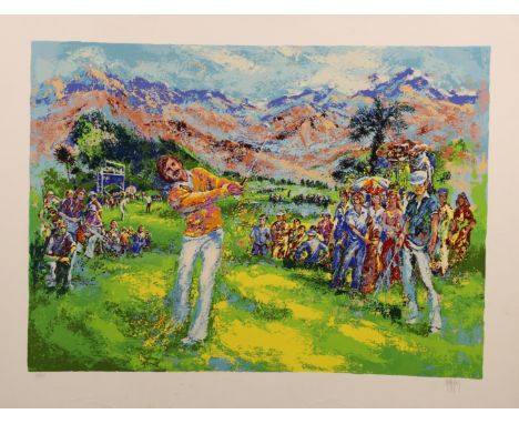 Mark King (NY, CA, 1931 - 2014) "Golfer" Lithograph. Pencil signed lower right. Numbered in pencil (138/325) lower left. Imag