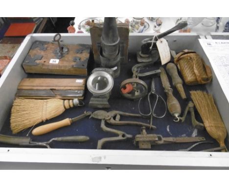 COLLECTION OF OLD TOOLS INC. LOCK, PLANES ETC.