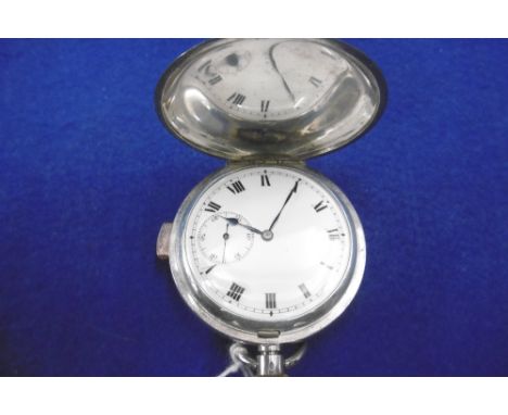 SILVER HUNTER 1/4 REPEATER POCKET WATCH, 1913, WITH GOLD PUSH BUTTON, EXCELLENT CONDITION, IN WORKING ORDER