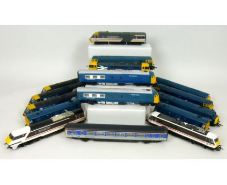 A group of sixteen diesel locomotives and engines including two Hornby Intercity 91001 engines, a Hornby Intercity 125, 43010