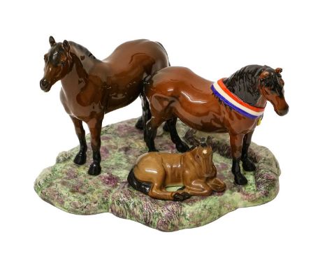 Millenium Commemorative, comprising 'Another Bunch', 'Warlord' and 'Another Star' together on ceramic plinth, limited edition