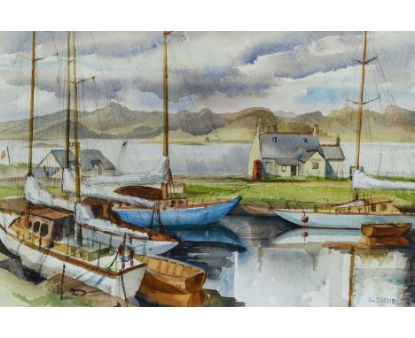 G Duguid (20th/21st century)"Western Reach Crinan Canal"Signed, watercolour, together with a river scene lithograph by anothe