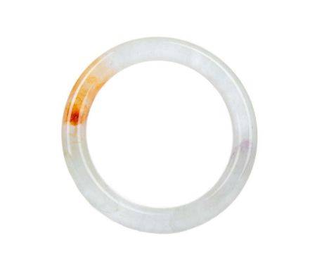 CHINESE CARVED CELADON JADE BANGLE  LIKELY REPUBLIC PERIOD  with russet inclusion 8cm diameterThere is one crack that runs th