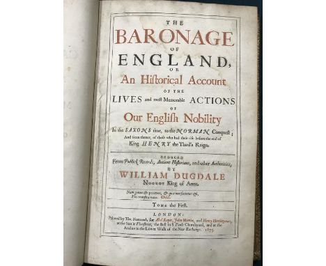 Dugdale, William. The Baronage of England, 2 volumes, 5 double-page tables, 2 dedication leaves, light spotting, nineteenth c