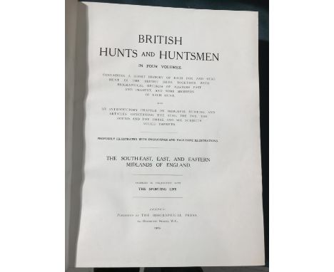 [Anon] British Hunts and Huntsmen, 4 volumes, first edition, engraved portrait frontispieces, plates, illustrations, some spo