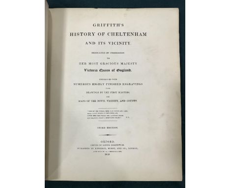 Griffith, S. Y. Griffith's History of Cheltenham and Its Vicinity, engraved portrait frontispiece and dedication, stained, 32