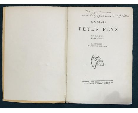 Milne, A.A. Peter Plys [Winnie-the-Pooh], first edition, half-title, illustrations, original wrappers, spine chipped, 8vo, Co
