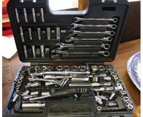 A Halfords spanner and socket set.