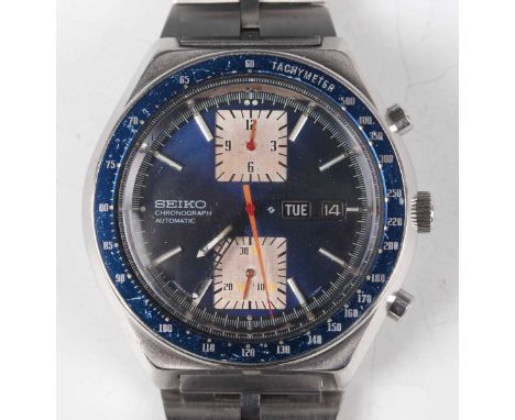 A Seiko 'Kakume' Chronograph Automatic stainless steel gentleman's bracelet wristwatch, Ref. 6138-0030, circa 1976, with sign
