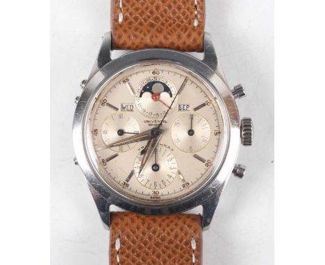 A Universal Genève Tri-Compax Triple Calendar stainless steel circular cased gentleman's chronograph wristwatch, Ref. 22297 3