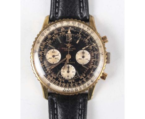 A Breitling Navitimer Chronograph gold plated fronted and steel backed gentleman's wristwatch, Ref. 806, circa 1966, with sig