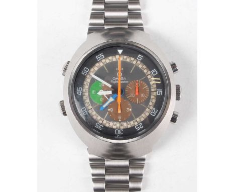 An Omega Flightmaster Chronograph stainless steel gentleman's bracelet wristwatch, Ref. 145.026, circa 1969, the signed and j