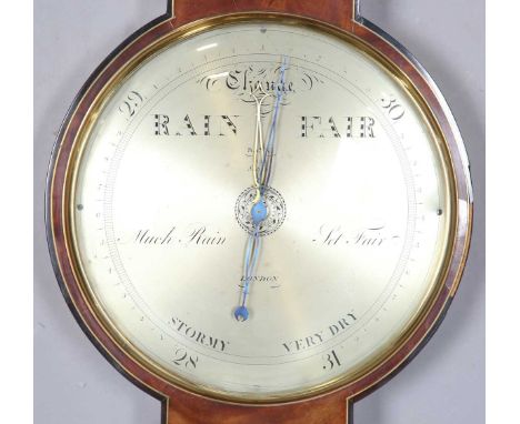 An impressive 19th century mahogany wheel barometer with timepiece, the 12-inch silvered dial inscribed 'Banks 441 Strand', b