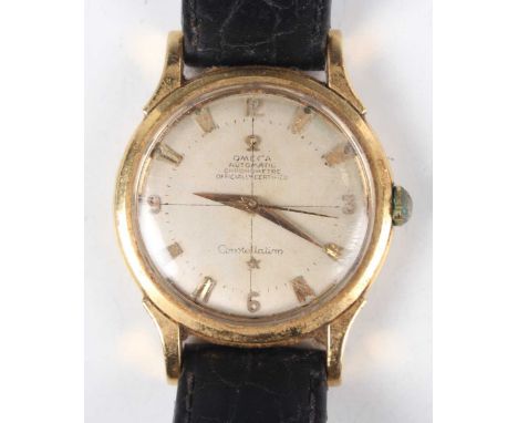 An Omega Constellation Automatic Chronometer 18k gold cased gentleman's wristwatch, circa 1956, with signed and jewelled move