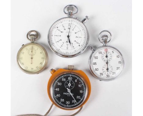 A Lemania Nero chrome plated base metal cased oversized stopwatch for the British Broadcasting Corporation, the signed gilt m