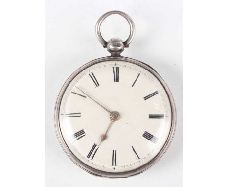 A silver cased keywind open-faced gentleman's pocket watch, the gilt fusee movement with verge escapement, pierced and engrav