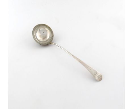 A George III silver Old English pattern soup ladle, by Richard Crossley, London 1786, circular bowl, the terminal with a cres