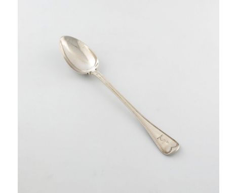 A Victorian silver Old English Military Thread pattern basting spoon, by Elizabeth Eaton, London 1852, the terminal with a cr