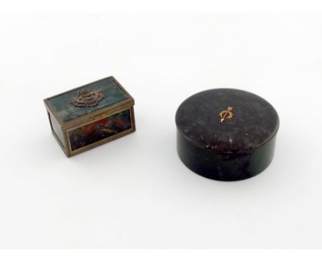 A 19th century French silver-gilt and moss agate snuff box, rectangular form, the hinged cover applied with two cornucopia, s