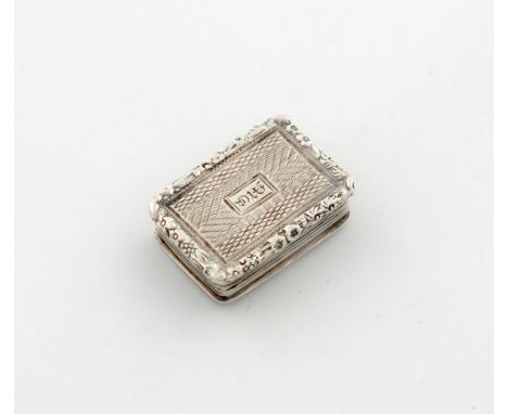 A George IV silver vinaigrette, by Thomas and William Simpson, Birmingham 1823, rectangular form, engine-turned decoration, f
