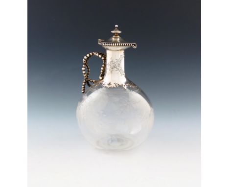 A Victorian silver-mounted claret jug, by Robert Hennell, London 1863, ovoid form, the mount with cut-card decoration, and a 