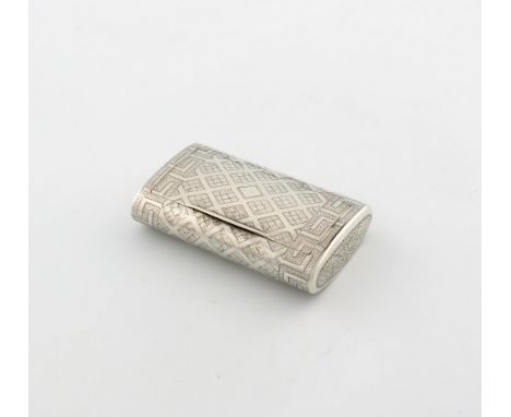 A George III silver snuff box, by John Shaw, Birmingham 1805, rectangular form, engraved lattice decoration, flush hinged cov