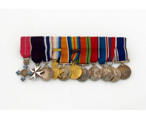 An interesting group of eleven Miniature Army and Police Orders, and Medals attributed to Major T. R. P. Warrencre, RASC; CBE