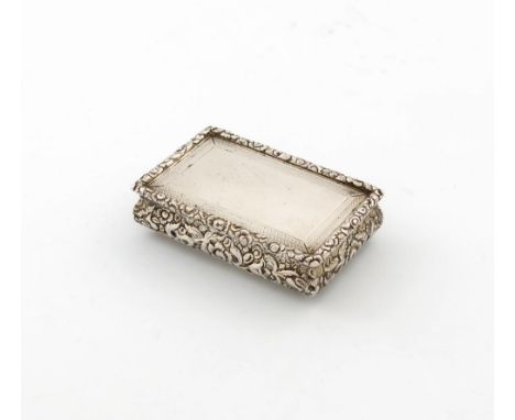 A George IV silver snuff box, by Thomas Shaw, Birmingham 1828. rectangular form, chased foliate decoration, engine-turned dec