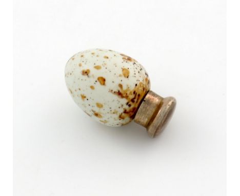 A Victorian silver-mounted ceramic scent bottle, marks partially worn, probably by S. Mordan, London 1887, screw-off cover, a